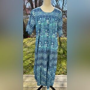 Vermont Country Store Tiered Flowing Patchwork Design Size M Dress Vintage